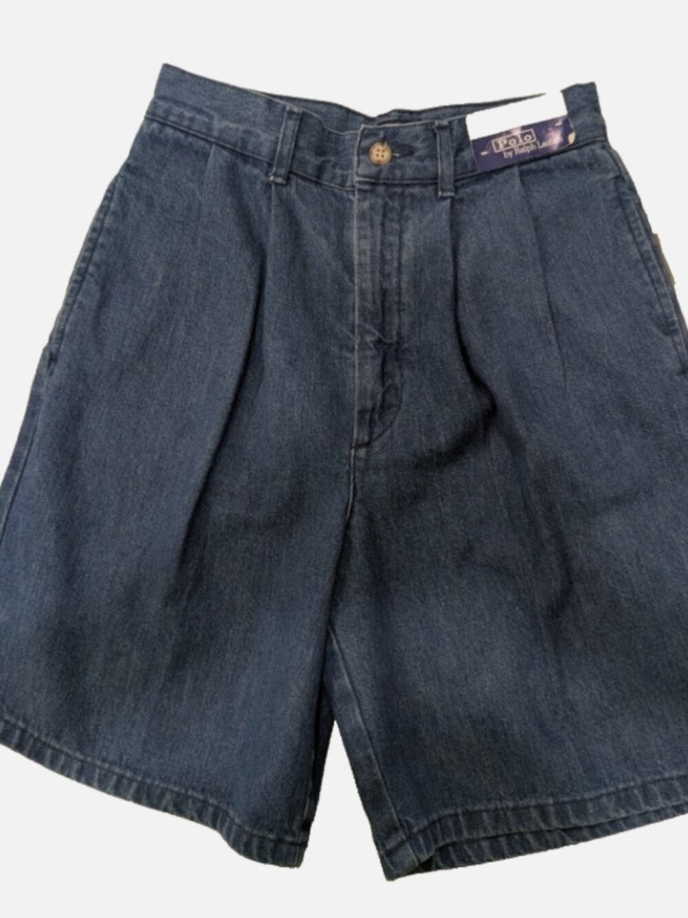 Share Vintage 90s Ralph Lauren Pleats Denim Tyler Shorts (Kids 10 ) Made USA